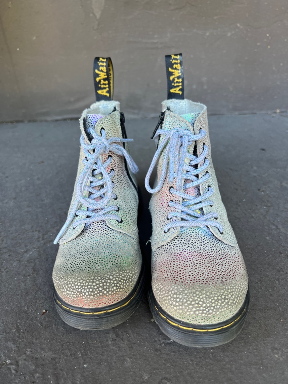 Dr. Martens Multi Color Rainbow Glitter Cambat Boots.  Size 10 Toddler. - Picture 2 of 6